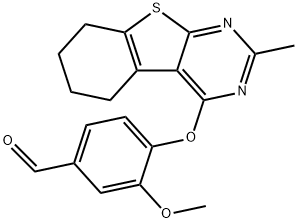 3-methoxy-4-[(2-methyl-5,6,7,8-tetrahydro[1]benzothieno[2,3-d]pyrimidin-4-yl)oxy]benzaldehyde Struktur