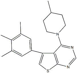 4-(4-methyl-1-piperidinyl)-5-(3,4,5-trimethylphenyl)thieno[2,3-d]pyrimidine Struktur