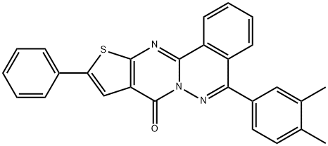 5-(3,4-dimethylphenyl)-10-phenyl-8H-thieno[2',3':4,5]pyrimido[2,1-a]phthalazin-8-one Struktur