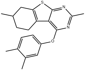 3,4-dimethylphenyl 2,7-dimethyl-5,6,7,8-tetrahydro[1]benzothieno[2,3-d]pyrimidin-4-yl ether Struktur