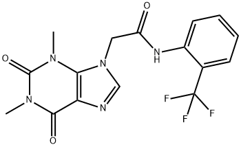 2-(1,3-dimethyl-2,6-dioxo-1,2,3,6-tetrahydro-9H-purin-9-yl)-N-[2-(trifluoromethyl)phenyl]acetamide Struktur