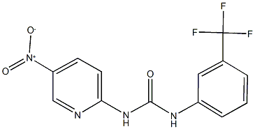 N-{5-nitro-2-pyridinyl}-N'-[3-(trifluoromethyl)phenyl]urea Struktur