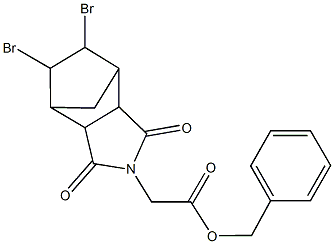 benzyl (8,9-dibromo-3,5-dioxo-4-azatricyclo[5.2.1.0~2,6~]dec-4-yl)acetate Struktur