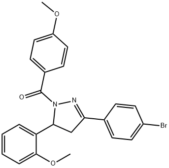 3-(4-bromophenyl)-1-(4-methoxybenzoyl)-5-(2-methoxyphenyl)-4,5-dihydro-1H-pyrazole Struktur