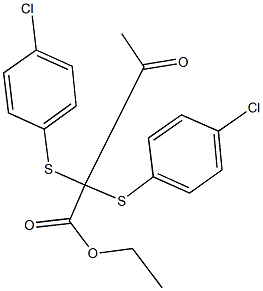 ethyl 2,2-bis[(4-chlorophenyl)sulfanyl]-3-oxobutanoate Struktur