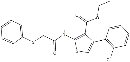 ethyl 4-(2-chlorophenyl)-2-{[(phenylsulfanyl)acetyl]amino}-3-thiophenecarboxylate Struktur