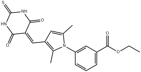 ethyl 3-{3-[(4,6-dioxo-2-thioxotetrahydro-5(2H)-pyrimidinylidene)methyl]-2,5-dimethyl-1H-pyrrol-1-yl}benzoate Struktur