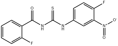 N-(2-fluorobenzoyl)-N'-{4-fluoro-3-nitrophenyl}thiourea Struktur