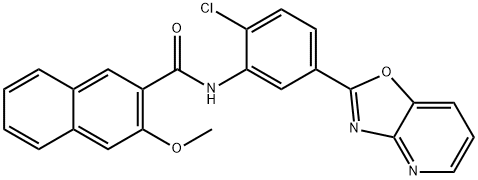 N-(2-chloro-5-[1,3]oxazolo[4,5-b]pyridin-2-ylphenyl)-3-methoxy-2-naphthamide Struktur