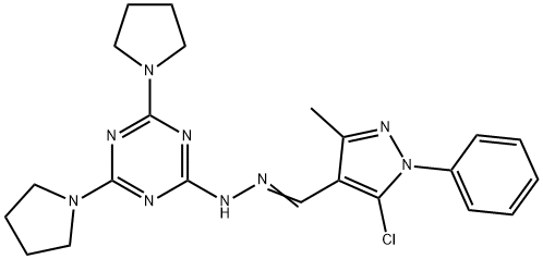 5-chloro-3-methyl-1-phenyl-1H-pyrazole-4-carbaldehyde (4,6-dipyrrolidin-1-yl-1,3,5-triazin-2-yl)hydrazone Struktur