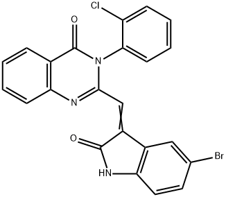 2-[(5-bromo-2-oxo-1,2-dihydro-3H-indol-3-ylidene)methyl]-3-(2-chlorophenyl)-4(3H)-quinazolinone Struktur