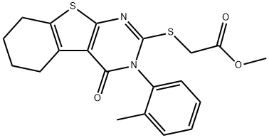 methyl {[3-(2-methylphenyl)-4-oxo-3,4,5,6,7,8-hexahydro[1]benzothieno[2,3-d]pyrimidin-2-yl]sulfanyl}acetate Struktur