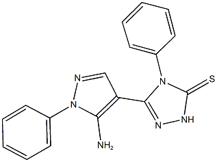 5-(5-amino-1-phenyl-1H-pyrazol-4-yl)-4-phenyl-2,4-dihydro-3H-1,2,4-triazole-3-thione Struktur