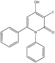 4-hydroxy-3-iodo-1,6-diphenyl-2(1H)-pyridinone Struktur