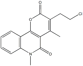 3-(2-chloroethyl)-4,6-dimethyl-2H-pyrano[3,2-c]quinoline-2,5(6H)-dione Struktur