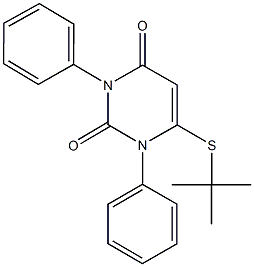 6-(tert-butylsulfanyl)-1,3-diphenyl-2,4(1H,3H)-pyrimidinedione Struktur