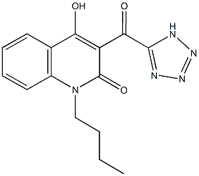 1-butyl-4-hydroxy-3-(1H-tetraazol-5-ylcarbonyl)-2(1H)-quinolinone Struktur