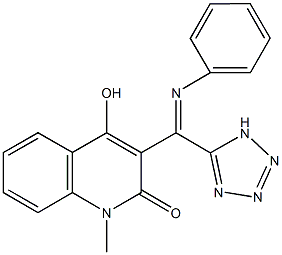 4-hydroxy-1-methyl-3-[(phenylimino)(1H-tetraazol-5-yl)methyl]-2(1H)-quinolinone Struktur