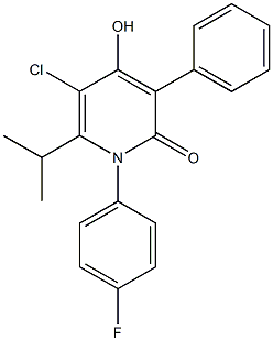 5-chloro-1-(4-fluorophenyl)-4-hydroxy-6-isopropyl-3-phenyl-2(1H)-pyridinone Struktur