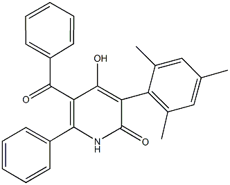 5-benzoyl-4-hydroxy-3-mesityl-6-phenyl-2(1H)-pyridinone Struktur