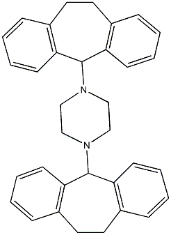 1,4-di(10,11-dihydro-5H-dibenzo[a,d]cyclohepten-5-yl)piperazine Struktur