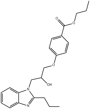 propyl 4-[2-hydroxy-3-(2-propyl-1H-benzimidazol-1-yl)propoxy]benzoate Struktur