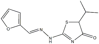 2-furaldehyde (5-isopropyl-4-oxo-4,5-dihydro-1,3-thiazol-2-yl)hydrazone Struktur