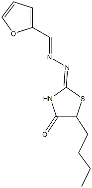 2-furaldehyde (5-butyl-4-oxo-1,3-thiazolidin-2-ylidene)hydrazone Struktur