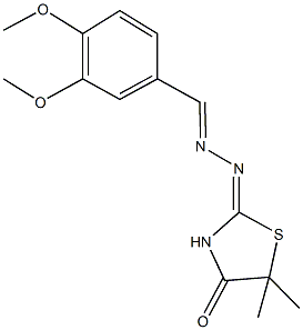 3,4-dimethoxybenzaldehyde (5,5-dimethyl-4-oxo-1,3-thiazolidin-2-ylidene)hydrazone Struktur