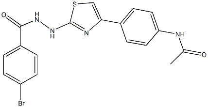 N-(4-{2-[2-(4-bromobenzoyl)hydrazino]-1,3-thiazol-4-yl}phenyl)acetamide Struktur