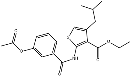 ethyl 2-{[3-(acetyloxy)benzoyl]amino}-4-isobutylthiophene-3-carboxylate Struktur