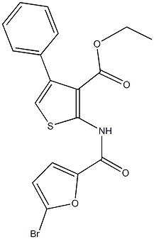 ethyl 2-[(5-bromo-2-furoyl)amino]-4-phenyl-3-thiophenecarboxylate Struktur