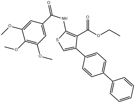 ethyl 4-[1,1'-biphenyl]-4-yl-2-[(3,4,5-trimethoxybenzoyl)amino]-3-thiophenecarboxylate Struktur