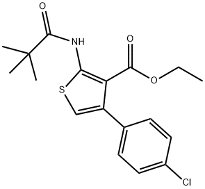 ethyl 4-(4-chlorophenyl)-2-[(2,2-dimethylpropanoyl)amino]-3-thiophenecarboxylate Struktur