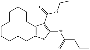 ethyl 2-(butyrylamino)-4,5,6,7,8,9,10,11,12,13-decahydrocyclododeca[b]thiophene-3-carboxylate Struktur