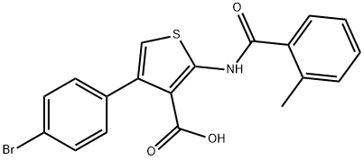 4-(4-bromophenyl)-2-[(2-methylbenzoyl)amino]-3-thiophenecarboxylic acid Struktur