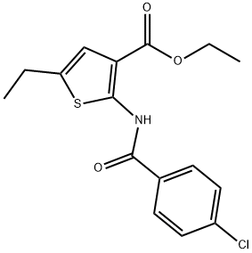 ethyl 2-[(4-chlorobenzoyl)amino]-5-ethyl-3-thiophenecarboxylate Struktur