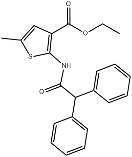 ethyl 2-[(diphenylacetyl)amino]-5-methyl-3-thiophenecarboxylate Struktur