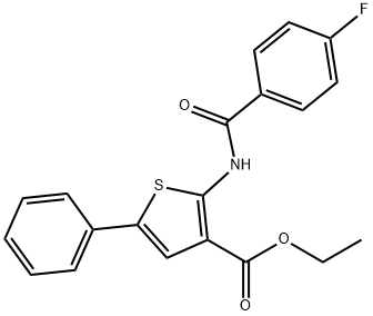 ethyl 2-[(4-fluorobenzoyl)amino]-5-phenylthiophene-3-carboxylate Struktur