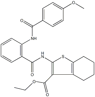 ethyl 2-({2-[(4-methoxybenzoyl)amino]benzoyl}amino)-4,5,6,7-tetrahydro-1-benzothiophene-3-carboxylate Struktur