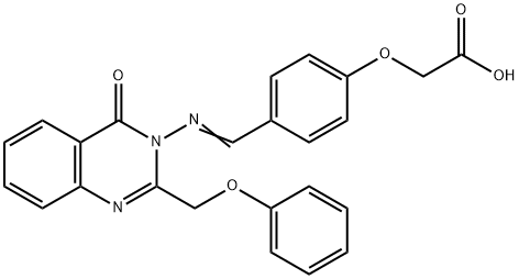 (4-{[(4-oxo-2-(phenoxymethyl)-3(4H)-quinazolinyl)imino]methyl}phenoxy)acetic acid Struktur