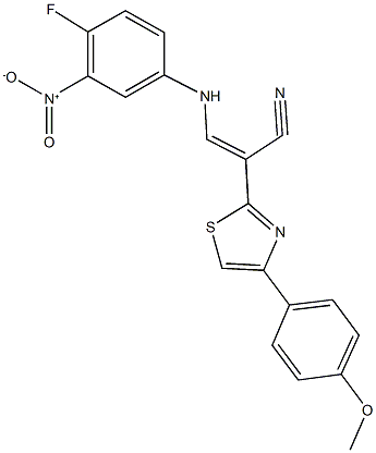 3-{4-fluoro-3-nitroanilino}-2-[4-(4-methoxyphenyl)-1,3-thiazol-2-yl]acrylonitrile Struktur