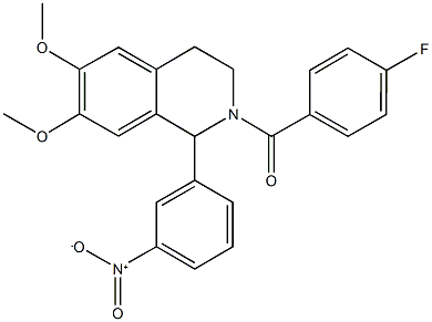 2-(4-fluorobenzoyl)-1-{3-nitrophenyl}-6,7-dimethoxy-1,2,3,4-tetrahydroisoquinoline Struktur