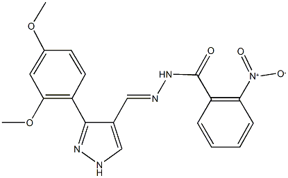 N'-{[3-(2,4-dimethoxyphenyl)-1H-pyrazol-4-yl]methylene}-2-nitrobenzohydrazide Struktur