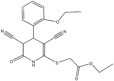 ethyl {[3,5-dicyano-4-(2-ethoxyphenyl)-6-oxo-1,4,5,6-tetrahydropyridin-2-yl]sulfanyl}acetate Struktur