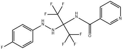 N-[2,2,2-trifluoro-1-[2-(4-fluorophenyl)hydrazino]-1-(trifluoromethyl)ethyl]nicotinamide Struktur