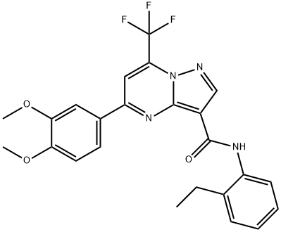 5-(3,4-dimethoxyphenyl)-N-(2-ethylphenyl)-7-(trifluoromethyl)pyrazolo[1,5-a]pyrimidine-3-carboxamide Struktur