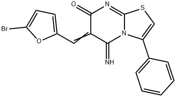 6-[(5-bromo-2-furyl)methylene]-5-imino-3-phenyl-5,6-dihydro-7H-[1,3]thiazolo[3,2-a]pyrimidin-7-one Struktur