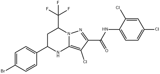 5-(4-bromophenyl)-3-chloro-N-(2,4-dichlorophenyl)-7-(trifluoromethyl)-4,5,6,7-tetrahydropyrazolo[1,5-a]pyrimidine-2-carboxamide Struktur