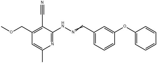 4-(methoxymethyl)-6-methyl-2-[2-(3-phenoxybenzylidene)hydrazino]nicotinonitrile Struktur